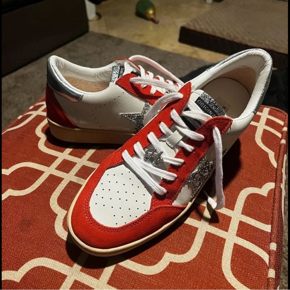 VINTAGE HAVANA Womens Denisse Metallic Lace Up Sneakers Shoes Casual - Off White - Picture 1 of 4